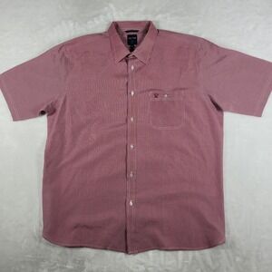 James Pringle Short Sleeve Button‎ Up Shirt Men's XL Red Checker Casual Comfort